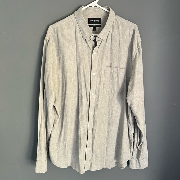 Bonobos Shirt Standard Fit Mens XL Long Gray Oxford Button Down Long Sleeve - Picture 1 of 5